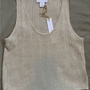 House of Harlow 1960 Cream Tan Ribbed Sleeveless Tank Top